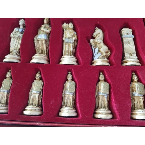 125 - Full Set of Chess Pieces (Red & Blue Colours) in Fitted Boxes, Look Unused, (Approx. King H: 10.5cm)