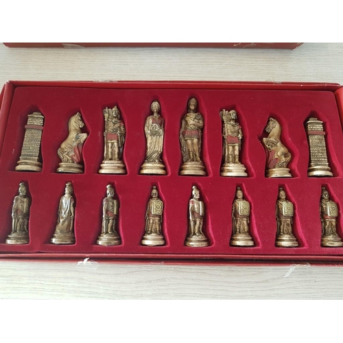 125 - Full Set of Chess Pieces (Red & Blue Colours) in Fitted Boxes, Look Unused, (Approx. King H: 10.5cm)