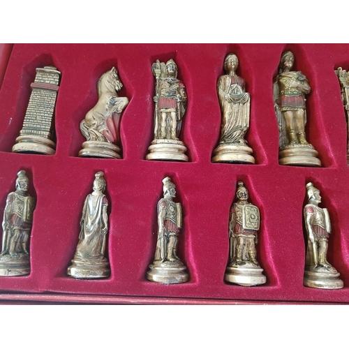 125 - Full Set of Chess Pieces (Red & Blue Colours) in Fitted Boxes, Look Unused, (Approx. King H: 10.5cm)