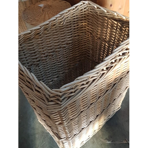 128 - Large Wicker Laundry Basket, (Approx. 46 x 34 x 56cm)