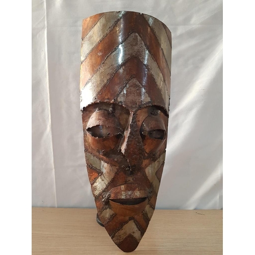 129 - Hand Made Metal Art of Traditional African Mask, (Approx. 50 x 21cm)