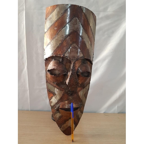 129 - Hand Made Metal Art of Traditional African Mask, (Approx. 50 x 21cm)