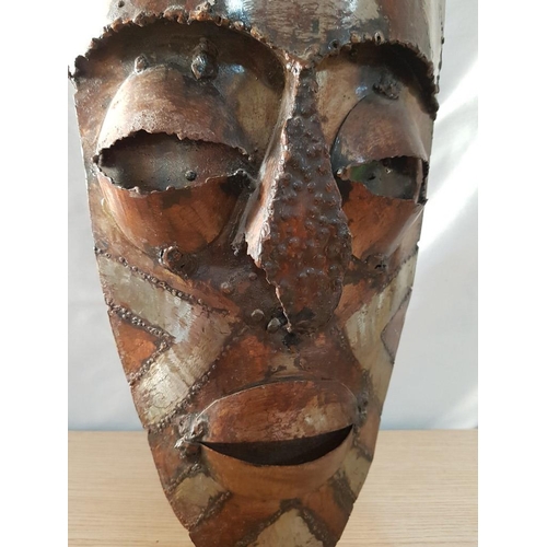 129 - Hand Made Metal Art of Traditional African Mask, (Approx. 50 x 21cm)