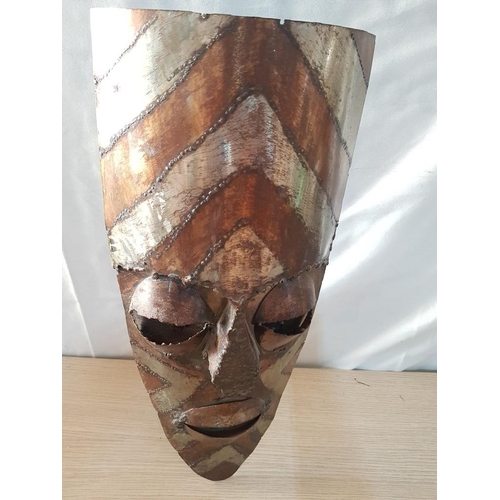 129 - Hand Made Metal Art of Traditional African Mask, (Approx. 50 x 21cm)