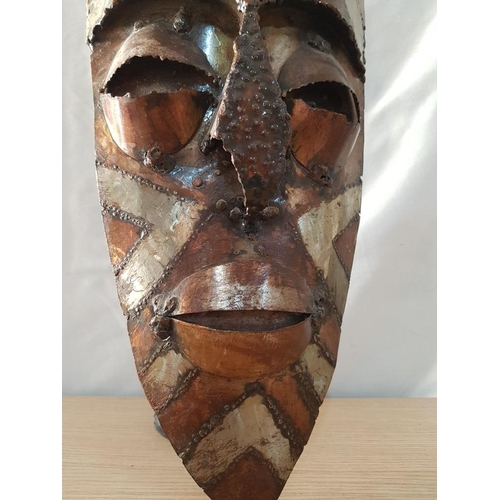 129 - Hand Made Metal Art of Traditional African Mask, (Approx. 50 x 21cm)