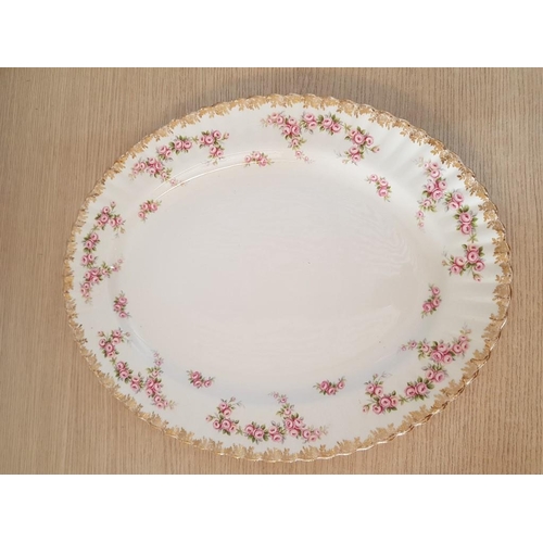 20A - Royal Albert 'Dimity Rose' Large Oval Fine Bone China Serving Dish, (Approx. 38.5 x 30cm Overall)