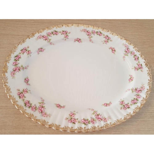 20A - Royal Albert 'Dimity Rose' Large Oval Fine Bone China Serving Dish, (Approx. 38.5 x 30cm Overall)