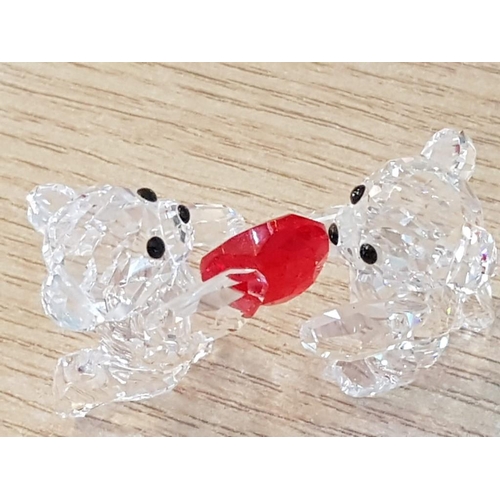 63 - Swarovski Crystal Animal Figurines ( Swans 2x, Teddy-Bears Carrying Heard, Butterfly ) Together with... 