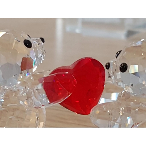 63 - Swarovski Crystal Animal Figurines ( Swans 2x, Teddy-Bears Carrying Heard, Butterfly ) Together with... 