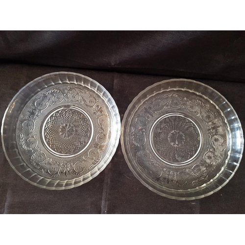 703 - 2 x Matching Large Retro Glass Serving Bowls / Trays, (Approx. Ø: 30cm, H: 5.5cm each), (2)