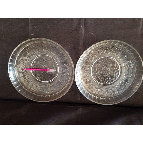 703 - 2 x Matching Large Retro Glass Serving Bowls / Trays, (Approx. Ø: 30cm, H: 5.5cm each), (2)