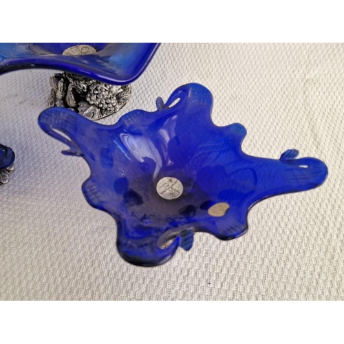 707 - Collection of Cobalt Blue Murano Style Art Glass Bowls (Large Basket, Swan Design and Two Others), e... 