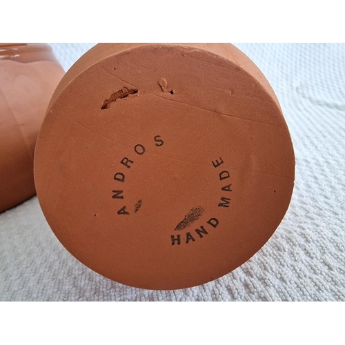 708 - Spanish Terracotta Casserole / Crock Pot with Lid, Together with Pair of Similar Part Glazed Terraco... 