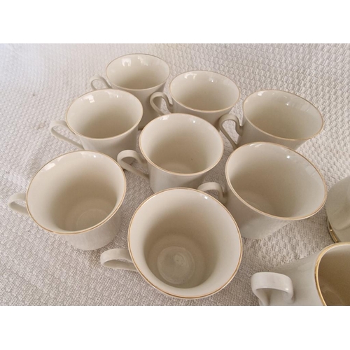 709 - Crown China Coffee Set, Simple & Tasteful White Colour with Gold Trim; Coffee Pot, Milk Jug and 8 x ... 