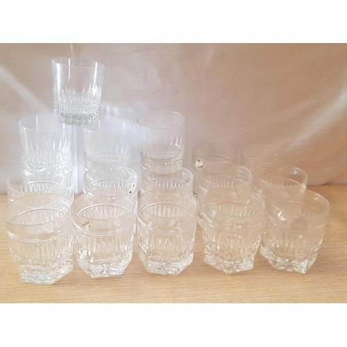 697 - Set of 14 x Heavy Whisky Glasses and 4 x Others, (18)