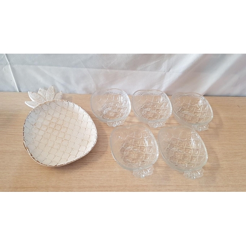 722 - Collection of Assorted Tableware; Set of 5 x Cut Glass Dessert Bowls in Shape of Pineapple, 6 x Diff... 