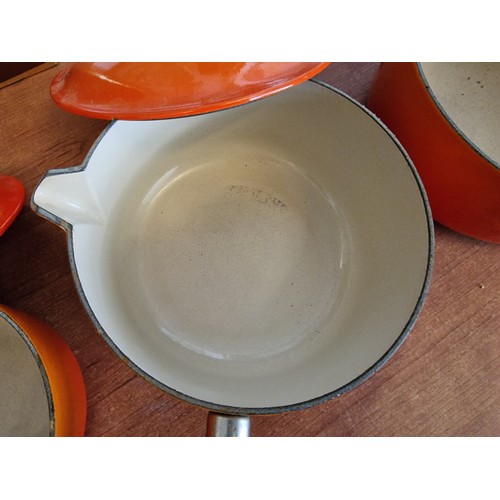 1 - Large Collection of Le Creuset, Cast Iron Cookware, Made in France, Matching Set in Iconic Flame Ora... 