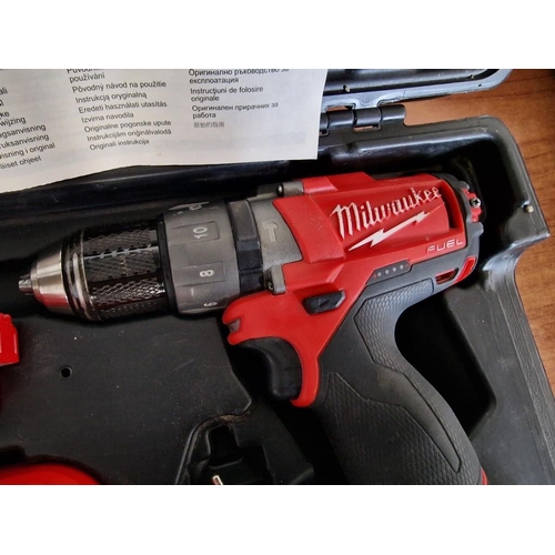 100 - Milwaukee 'M12 Fuel' 12v Cordless Drill in Fitted Case with 2 x Lithium-Ion Batteries, Charger and M... 