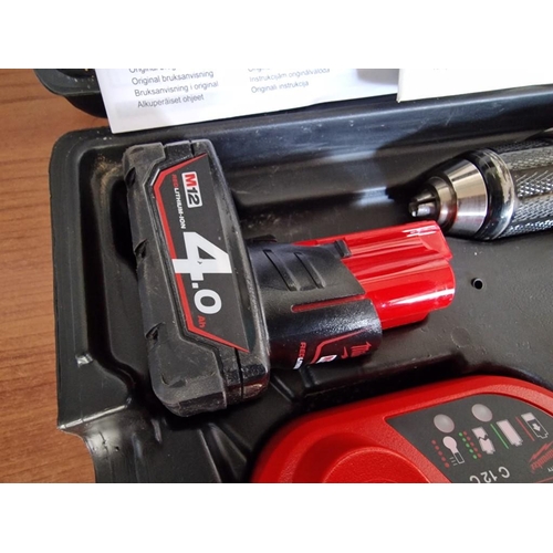 100 - Milwaukee 'M12 Fuel' 12v Cordless Drill in Fitted Case with 2 x Lithium-Ion Batteries, Charger and M... 