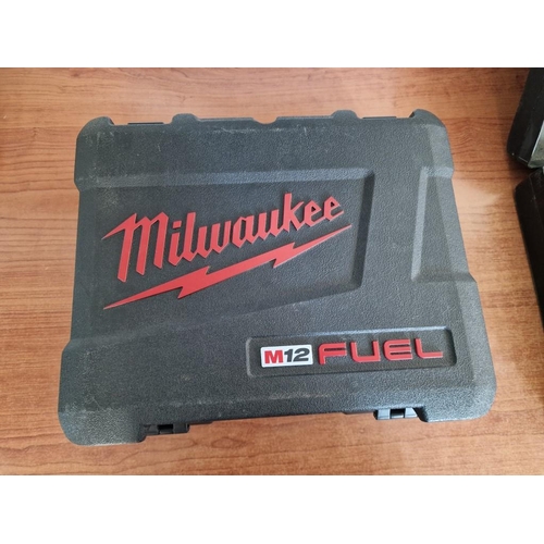 100 - Milwaukee 'M12 Fuel' 12v Cordless Drill in Fitted Case with 2 x Lithium-Ion Batteries, Charger and M... 