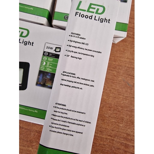 500 - 5 x LED Flood Flights, 20W, Long Life 50,000h, 120 Degree Beaming Angle, Unused in Boxes, (5)