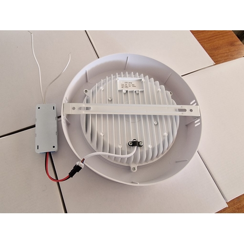 504 - 4 x Round White Colour LED Wall / Ceiling Lamps / Lights, (Approx. Ø: 22cm), 20W, 4000K, (4)