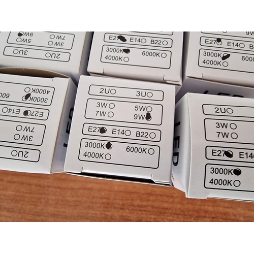 505 - 15 x LED Energy Saving Lamps / Light Bulbs; 35000H Life Time, 9w, E27, 3000k, Unused in Boxes, (15)