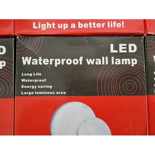 509 - 10 x LED Waterproof Wall Lamps / Lights; 4 x Round (as shown in photo) and 6 x Small Oblong Shape, 1... 