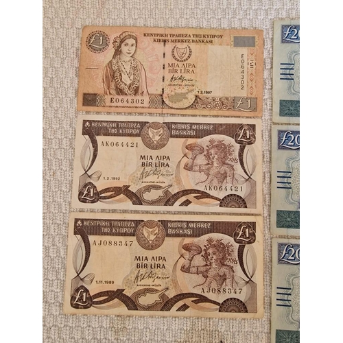 161 - Collection of Cypriot Bank Notes; 9 x £10 (1997, 1998 & 2001), 3 x £20 (1997 & 2001) and 3 x £1 (198... 