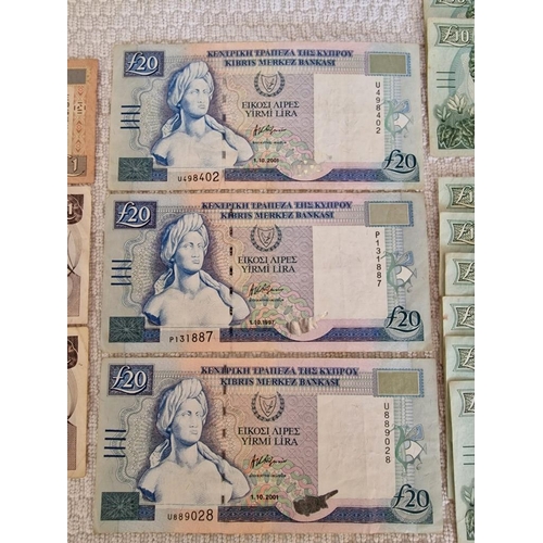 161 - Collection of Cypriot Bank Notes; 9 x £10 (1997, 1998 & 2001), 3 x £20 (1997 & 2001) and 3 x £1 (198... 