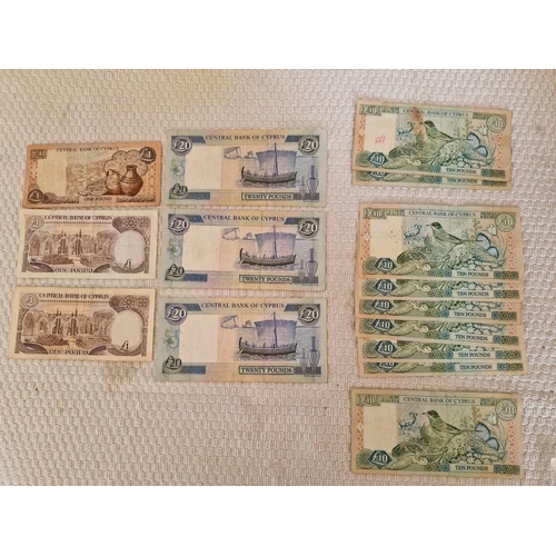 161 - Collection of Cypriot Bank Notes; 9 x £10 (1997, 1998 & 2001), 3 x £20 (1997 & 2001) and 3 x £1 (198... 