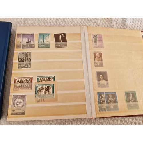 164 - 2 x Vintage Stamp Albums, with Large Collection of Assorted World Stamps, Incl. Vatican, Monaco, New... 