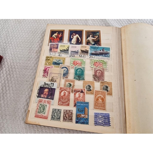 166 - 4 x Vintage Stamp Albums, with Large Collection of Assorted World Stamps, Incl. Saint Lucia, Argenti... 