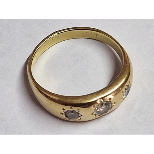 170 - 18ct Gold 3-Diamond Ring; Centre Round Cut Diamond, Approx. 0.3ct, Together with 2 x Round Cut Side ... 