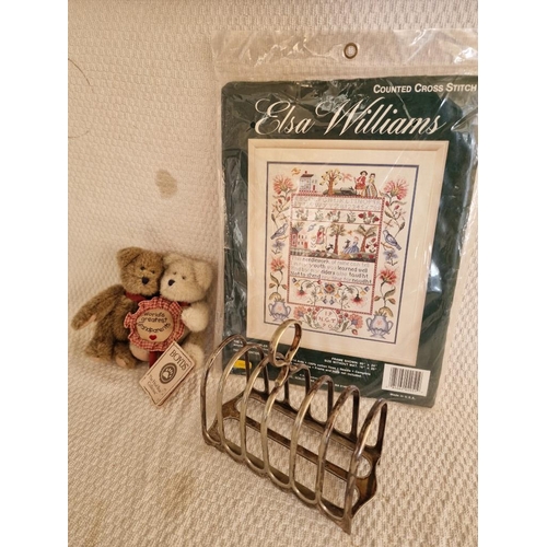 463 - Vintage White Metal Toast Rack, Together with 'Boyds' World's Greatest Grandparents Soft Toy and 'El... 