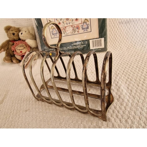 463 - Vintage White Metal Toast Rack, Together with 'Boyds' World's Greatest Grandparents Soft Toy and 'El... 