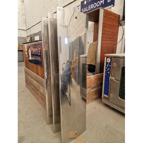 473 - 3 x Stainless Steel Clad, Shop Display Rail Sides / Uprights, in Shape or Style of Airplane Wing, wi... 