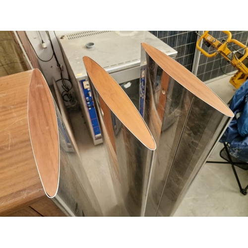 473 - 3 x Stainless Steel Clad, Shop Display Rail Sides / Uprights, in Shape or Style of Airplane Wing, wi... 