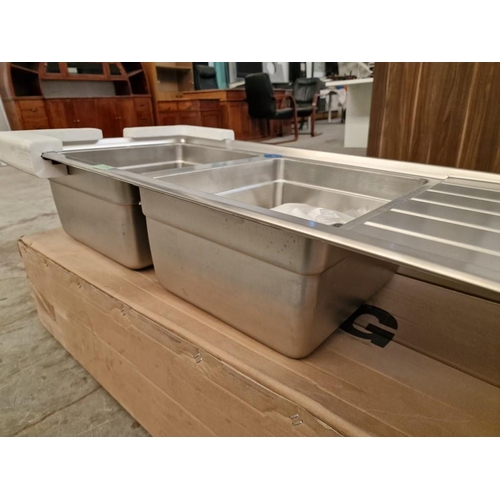 480 - 'Karag' Stainless Steel Double Bowl, Right Drainer Sink Unit, Unused in Box, (Approx. 116 x 50cm)