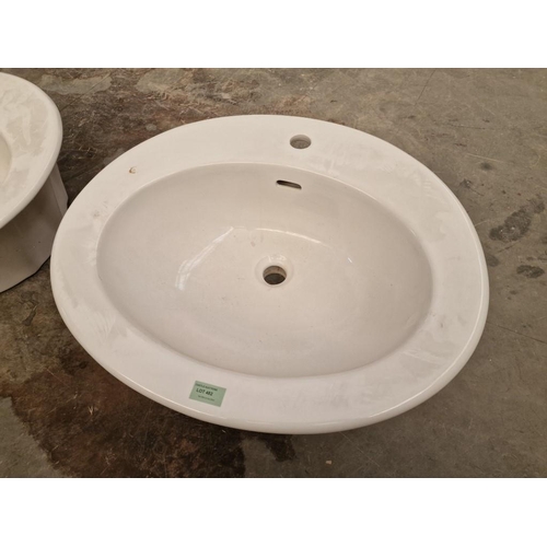 481 - Modern White Ceramic Inset Wash Basin, Unused, (Approx. 63 x 55cm Overall)