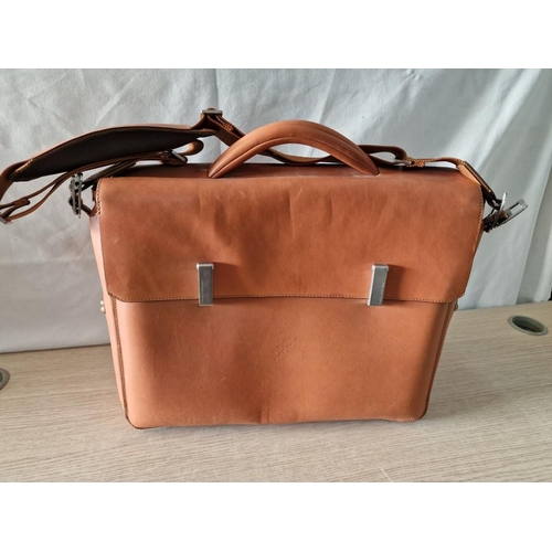 491 - Tan Leather 'Piquadro' Laptop Bag / Brief Case