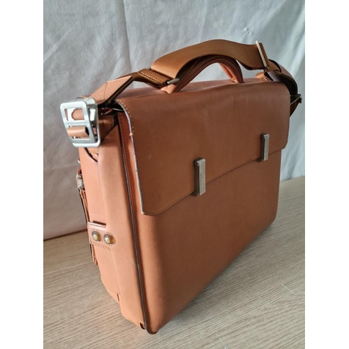 491 - Tan Leather 'Piquadro' Laptop Bag / Brief Case