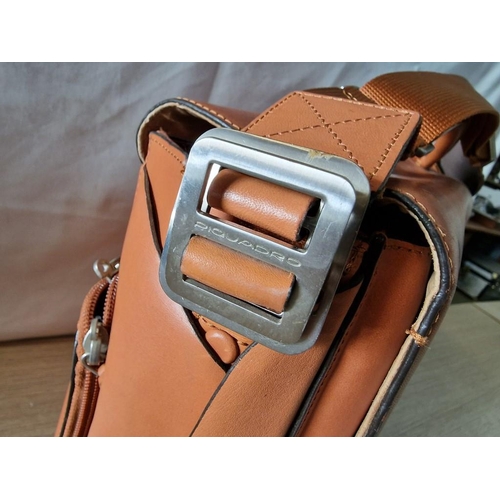 491 - Tan Leather 'Piquadro' Laptop Bag / Brief Case