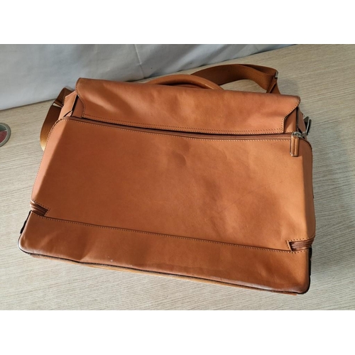 491 - Tan Leather 'Piquadro' Laptop Bag / Brief Case