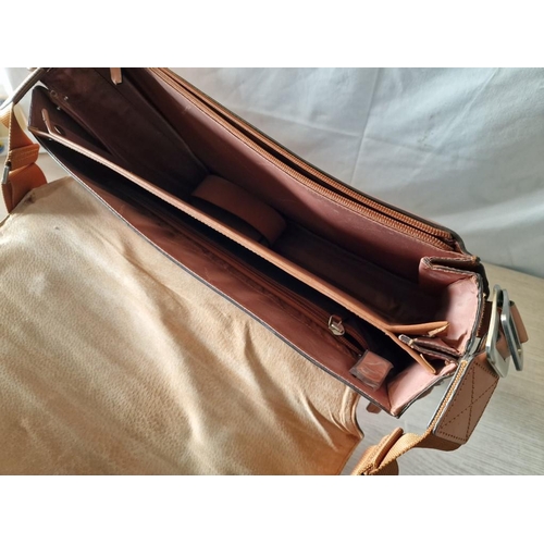 491 - Tan Leather 'Piquadro' Laptop Bag / Brief Case