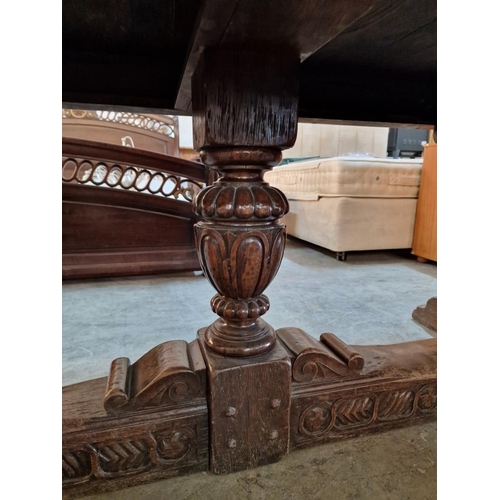 267 - Farmhouse or 'Medieval Banquet' Style, Heavy / Think Solid Wood Dining Table, with Substantial Heavi... 