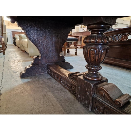 267 - Farmhouse or 'Medieval Banquet' Style, Heavy / Think Solid Wood Dining Table, with Substantial Heavi... 