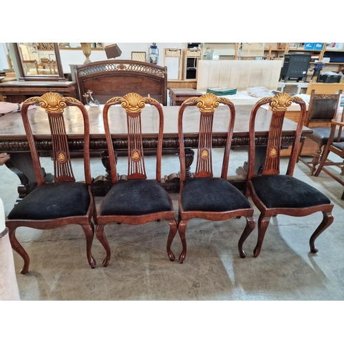 268 - Set of 4 x Classical / Antique Style Wooden Dining Chairs with Cabriole Legs, Carved Back Rests with... 