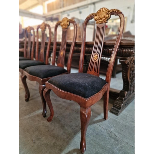 268 - Set of 4 x Classical / Antique Style Wooden Dining Chairs with Cabriole Legs, Carved Back Rests with... 