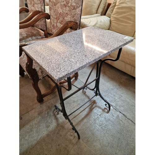 269 - Vintage Marble Topped Side Table with Black Metal Base, (Approx. 57 x 38 x 73cm)